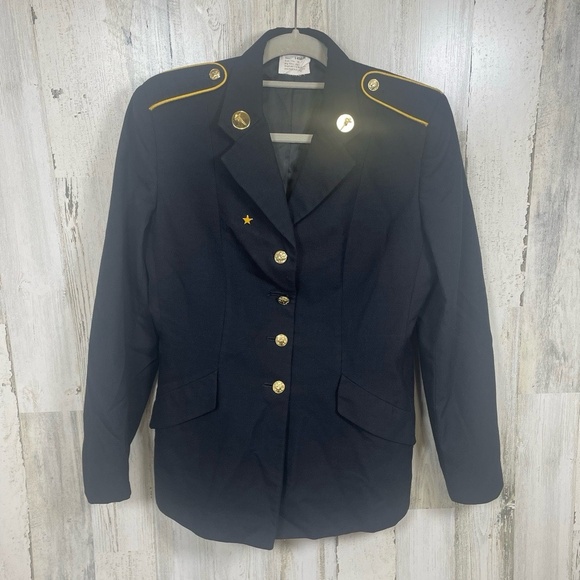 Bremen Bowdon Uniform Jacket Coat Womens 14M Navy Gold Military Epaulets Pins - Picture 1 of 12